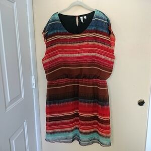 Tacera 2X Light Airy Elastic Waist Dress Southwestern Vacation Festival Weekend